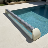 Couverture de piscine motorisée en PC transparent chauffant noir sur mesure, directement de l'usine