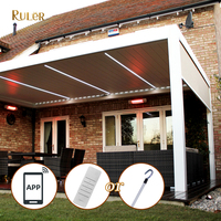 Gazebo en aluminium imperméable et résistant à la pluie, directement de l'usine, avec toit à lames motorisées, pergola bioclimatique, vie en plein air