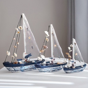 Artículos de Decoración para el Hogar Mediterráneo, Velero Azul y Blanco, Artesanía de Estilo Vintage, Regalo, Modelo de Barco de Vela Suave, 1611 - Product Image 3