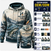 Hoodie polaire personnalisé à livraison rapide avec couche thermique pour homme, idéal pour la pêche en hiver et les tenues d'équipe en extérieur
