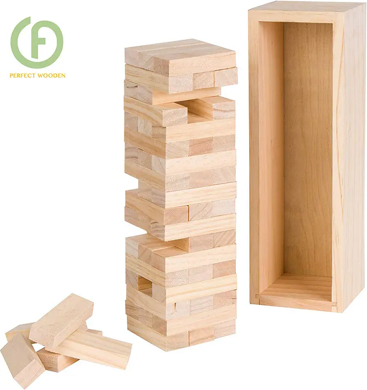 لعبة مكعبات البناء الخشبية المخصصة مصممة على شكل برج خافض
