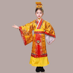 ชุดฮั่นฝูเด็กแบบจีนโบราณ ชุดจักรพรรดิ์สีแดงสำหรับเด็กชายและหญิง ชุดแสดงบนเวที ชุดถังสำหรับเด็ก ชุดคลุม+หมวก - Product Image 2