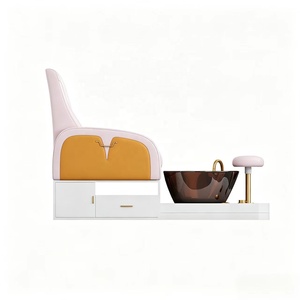 Sillón de Pedicura Rosa para Salón de Uñas y Spa, Silla de Masaje de Pies con Luz LED, Bañera sin Tuberías, Reclinable, Mueble para Manicura - Product Image 5