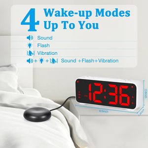 Creative Design With Phone Charging and <b>Bed</b> Shaker for Heavy Sleeper Table Clock Heavy Loud Deaf Hearing Vibrating Alarm Clock - Product Image 3