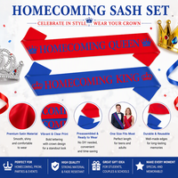 Écharpes de roi et de reine rouge et bleue pour le bal de fin d'année, accessoires pour le bal de promo des lycées et universités