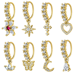 Anneaux de nez ouverts ajustables avec pierres brillantes, design croix et papillon, bijoux de piercing de nez personnalisés et tendance - Product Image 1