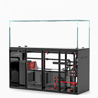Aquarium pour Arowana en verre ultra-blanc avec fond noir, filtre intégré, support coulissant, double séparation sec-humide, sans tuyauterie