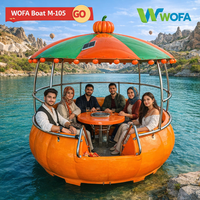 Bateau tamponneur électrique à pédales en forme de citrouille pour parc aquatique, 6-8 personnes, avec barbecue intégré, personnalisable, en matériau PPR, modèle M-105