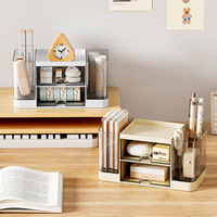 Boîte de rangement transparente en plastique pour bureau, pour fournitures scolaires et cosmétiques, boîte de finition JW2060 rectangulaire sans couvercle