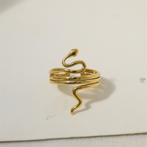 Anillo de Serpiente Ajustable de Acero Inoxidable Chapado en Oro, Joyería Personalizada de Moda, Estilo Vintage - Product Image 3