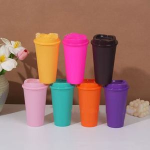 Tasses à boire personnalisées avec logo imprimé, réutilisables, 16 oz / 475 ml, en plastique PP rigide, avec couvercles - Product Image 2