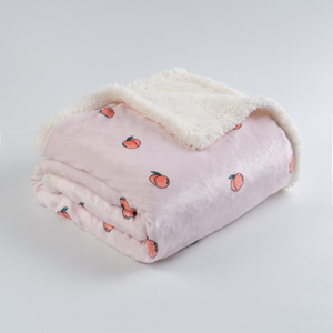 Couverture Sherpa réversible certifiée OEKO-TEX à imprimé pêche, ultra douce et moelleuse, pour lit ou <span class=keywords><strong>canapé</strong></span>, avec logo personnalisé - Product Image 1