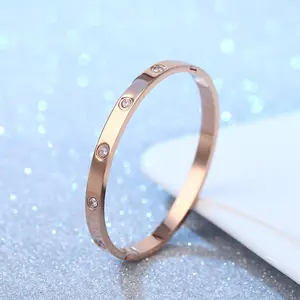 2024 Hot Selling Rose Gold Plated Stainless Steel Bracelet 60cm Gemstone Bracelet Rose Gold Plated Bracelet Fashion Jewelry