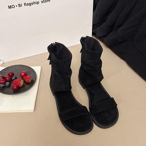 Sandales à glissière à dos plat pour femmes chaussures romaines - Product Image 6