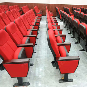 Sillas de teatro Manwa Expo HB531 en nogal rojo con pasamanos para salas de conferencias y aulas. - Product Image 3