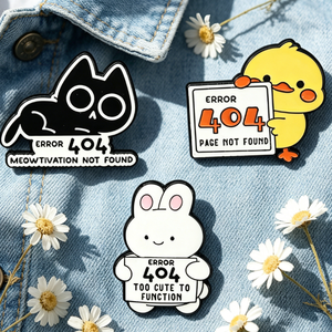 Página de error 404 - Pin de programador de dibujos animados de gato negro y conejo, broche de animal para ropa y mochila, accesorios metálicos, venta al por mayor personalizada - Product Image 2