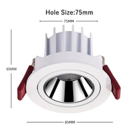 Spot LED encastré au plafond, lampe à angle réglable, interrupteur à bouton, variateur d'intensité, aluminium, 9W, 12W, AC110V-220V, pour maison, bureau, magasin