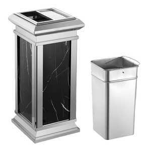 Cubo de basura de acero inoxidable para áreas públicas, cubo de basura duradero de gran capacidad, contenedor de basura moderno para hoteles y restaurantes - Product Image 6