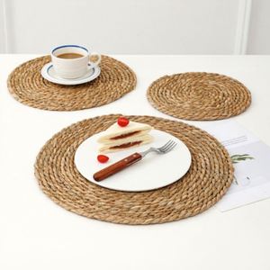 Nordic-style Tea <b>Tray</b> Non-slip coaster Kitchen Heat-resistant Mat Bowl Pad Insulated Placemat Woven <b>Circle</b> Multiple Diameters - Product Image 1