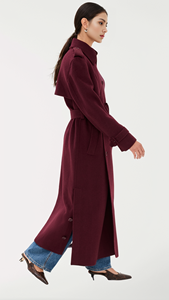 Su misura colletto Vintage <span class=keywords><strong>rosso</strong></span> a chiatta doppiopetto con tasche a spacco laterale in Tweed caldo <span class=keywords><strong>Trench</strong></span> lungo da <span class=keywords><strong>donna</strong></span> - Product Image 5