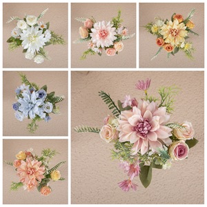 ช่อดอกดาเลียประดิษฐ์ CallaFloral พร้อมตะกร้าสาน ตกแต่งงานแต่งงาน น้ำหนักเบา ตกแต่งบ้าน สีชมพู ขาว ฟ้า เหลือง ม่วง - Product Image 3