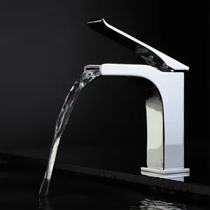 Washroom Lavatory Toilet Water Dispenser Hot and Cold Mixer Taps Stream Waterfall Bathroom Sink Faucets in Brass Chrome Plating