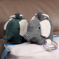 Jouet éléphant en peluche rayé en velours côtelé, poupée amusante à câliner, compagnon de sommeil, cadeau d'anniversaire 12*20cm pour les enfants de 2 à 4 ans