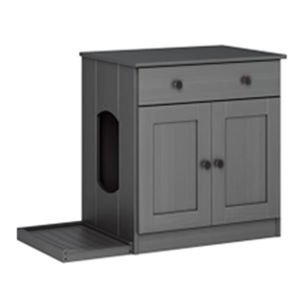Mueble de Madera Maciza para Arenero de Gatos con Puertas Dobles, Cajones de Almacenamiento y Recolector de Arena - Product Image 2