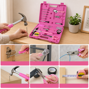 Complete Pink Hand <b>Tool</b> Kit Elegant Home Maintenance Set <b>for</b> Beginners Perfect Gift <b>Tool</b> Set <b>for</b> Women Apartment Essentials - Product Image 3