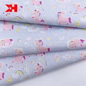 Khn-tejido de algodón orgánico para niños, nuevo producto, 100% GSM, unicornio personalizado, estampado