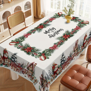 Nappe de Noël personnalisée imprimée, lavable, en polyester, pour table à manger, décoration de la maison pour les fêtes - Product Image 2