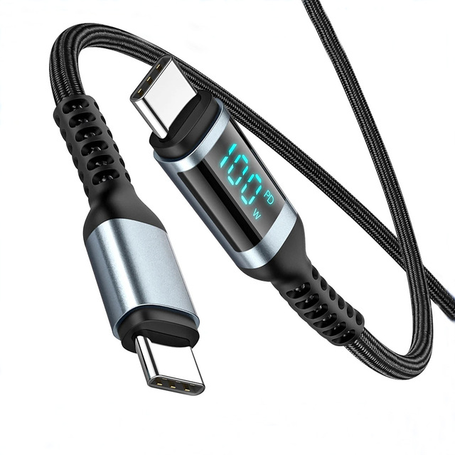 LED Display 100W USB Type C to USB C Cable 0.5/1.5/2m for Huawei IPad Samsung Fast Charging Charger Cable