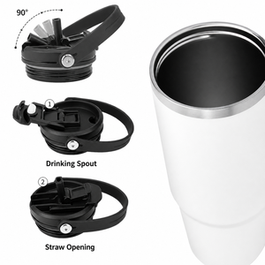 Taza de Viaje Resistente de Acero Inoxidable Aislada de 30oz con Pajita Abatible y Asa Ergonómica para Aventuras al Aire Libre, Doble Pared Antiderrames - Product Image 5