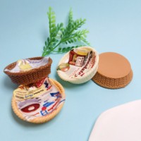 Accessoires de paniers miniatures pour maison de poupée, figurines, 100 pièces, paniers ronds tissés miniatures de 48 mm, modèle 3D pour la décoration de paysages de jardins féeriques