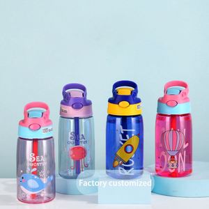 Wholesale 480ml Kids Travel Sport <b>Plastic</b> Water Tumbler Bonuce Lid Customized Logo Cartoon Children Bottles With Lid and <b>Straw</b> - Product Image 1