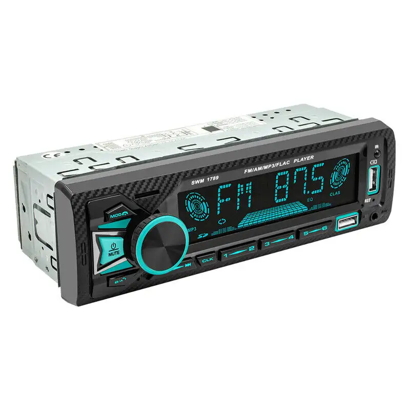 SWM เครื่องเล่น1789ในรถยนต์1 Din,เครื่องเล่นเพลงมัลติมีเดียวิทยุ FM AM รองรับแอปตำแหน่งผู้ช่วยเสียงแฮนด์ฟรี MP3