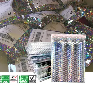 Custom D2w Biologisch Afbreekbaar Composteerbaar Poly Verzending Verpakking Gewatteerde Envelop 4X6 4X8 6X9 6X10 Metallic Holografische Bubble Mailer
