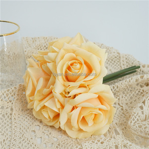 Bouquet <span class=keywords><strong>de</strong></span> roses artificielles Morandi d'automne à 5 têtes, toucher réel, revêtement en latex, réaliste, longue durée, pour mariage, table, fête - Product Image 2