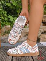 Damen Mehrfarbige Blumenmuster Low-Top Freizeitschuhe mit Eigenem Logo Umweltfreundliche Atmungsaktive Schnür-Walkingschuhe
