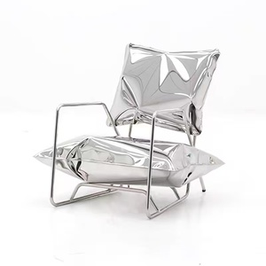 Fauteuil en acier inoxydable en forme de mante religieuse, mobilier contemporain pour salon, avec siège et dossier en forme de ballons - Product Image 2