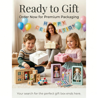 Boîte cadeau pliable en gros avec garniture en papier déchiqueté en raphia, carte de vœux et ruban en satin pour emballage de fêtes