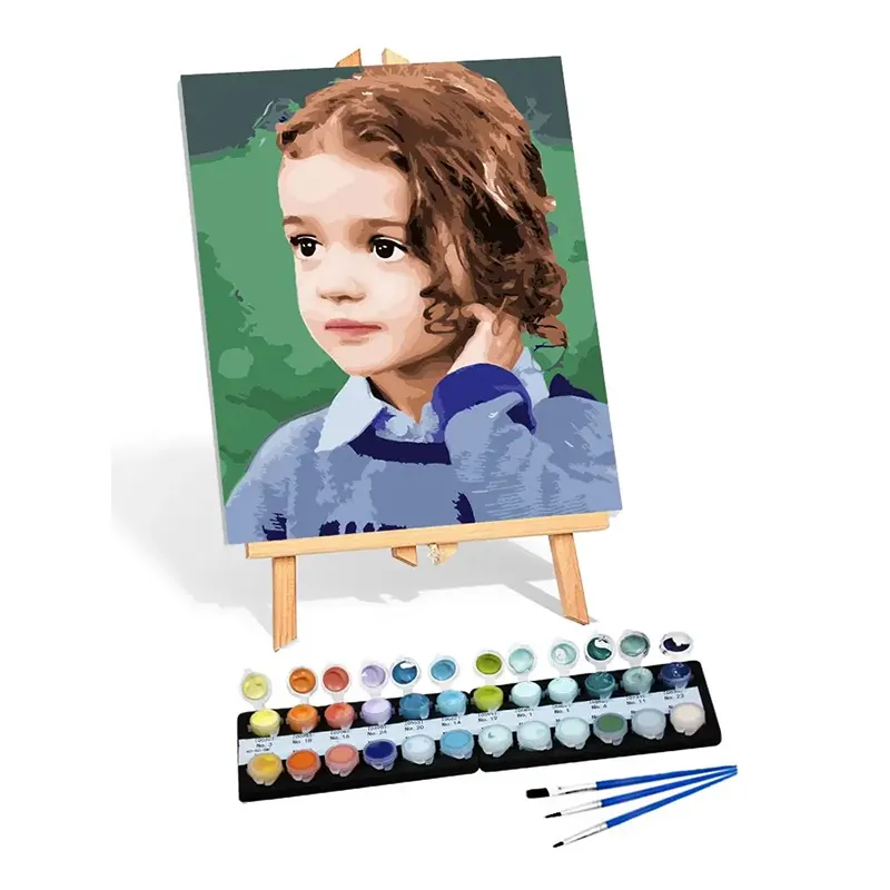 24/36/48 Kleur Gepersonaliseerde Verf Op Nummer Foto Custom Diy Olieverfschilderij Op Nummer Foto Canvas Portret Familie Kinderen