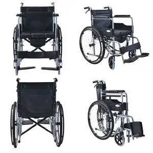 Fauteuil roulant de levage manuel pour patients avec toilettes, fauteuil roulant en acier pour personnes âgées et handicapées