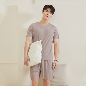 <span class=keywords><strong>Pigiama</strong></span> estivo <span class=keywords><strong>da</strong></span> <span class=keywords><strong>uomo</strong></span>, set di <span class=keywords><strong>pantaloncini</strong></span> a maniche corte, abito casual, sottile, taglie forti, per la casa, tinta unita, elasticizzato, <span class=keywords><strong>pigiama</strong></span> in due pezzi - Product Image 2