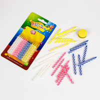Bougies d'anniversaire en spirale rayées, 24 pièces, sans gouttes, inodores, multicolores, pour anniversaire, directement de l'usine