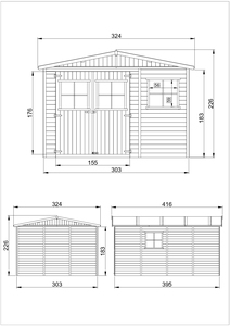 Caseta de Jardín de Madera Timbela M336 de 12 m, 2 Pisos, Panel de 17 mm, Fácil Montaje, Espacio de Taller Exterior, Dimensiones Ancho 324 x Largo 416 x Natural - Product Image 5