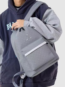 Hot Selling Fashion Letter Sports <b>Backpack</b> Contrast Stitching Trendy Travel Bag Geometric Unisex Gym Zipper Waterproof Polyester - Product Image 5