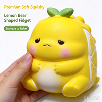 Jouet Squishy Ours Citron, Jouet à Presser Doux à Remontée Lente, Design Mignon, Anti-Stress, Jouet Sensoriel Fidget, Vente en Gros