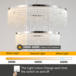 Lampadario Moderno <span class=keywords><strong>a</strong></span> 3 Livelli in Cristallo K9 con <span class=keywords><strong>LED</strong></span> 55W, Spedizione Gratuita dagli USA, <span class=keywords><strong>per</strong></span> Ingresso e <span class=keywords><strong>Soggiorno</strong></span> - Product Image 3