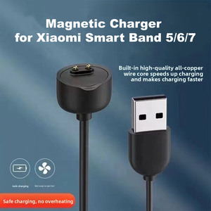 Cable de Carga Magnético para Xiaomi Smart <span class=keywords><strong>Band</strong></span> <span class=keywords><strong>5</strong></span> 6 7 NFC <span class=keywords><strong>Mi</strong></span> <span class=keywords><strong>Band</strong></span> <span class=keywords><strong>5</strong></span>/6/7, Brazalete Inteligente, 45cm, Negro, <span class=keywords><strong>Cargador</strong></span> USB-A - Product Image 1